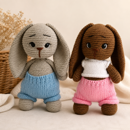 Handmade Crochet Bunny Doll – Medium Size