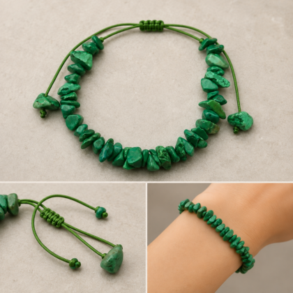 Green Stone Chip Bracelet