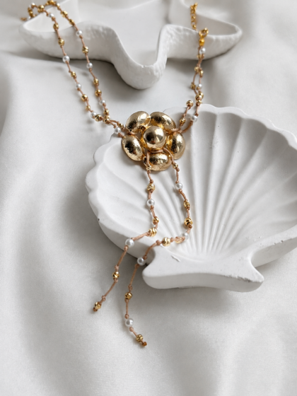 Pearl & Gold Dorika Choker Necklace – 40 cm with 3 mm