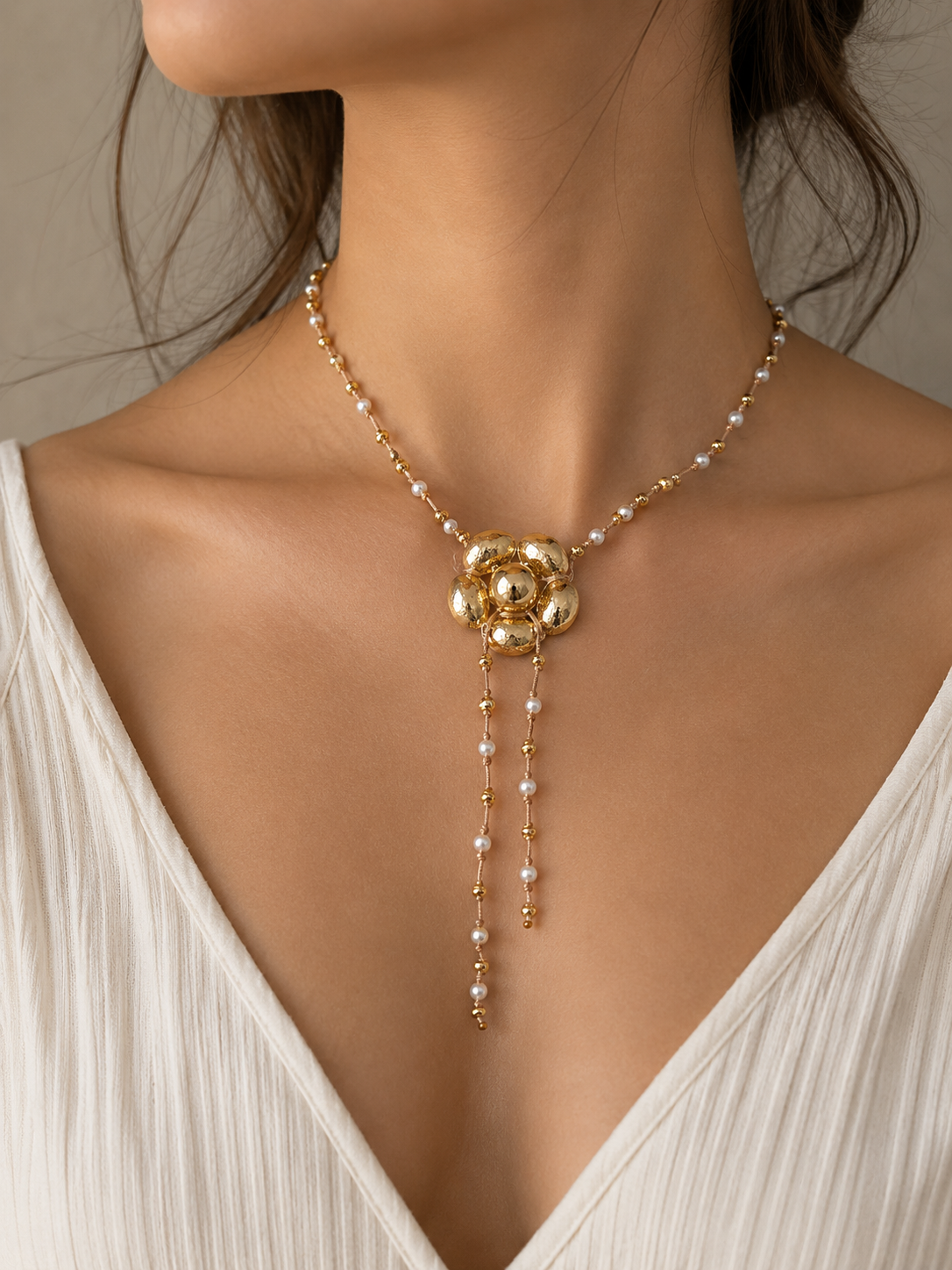 Pearl & Gold Dorika Choker Necklace – 40 cm with 3 mm - Image 2
