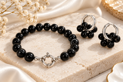 Natural Agate Stone Jewelry Set with Stainless Steel Earrings – Handmade