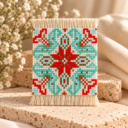 Handmade Miyuki Beaded Textile Appliqué – Woven 8 × 5 cm