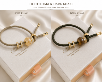Natural Citrine Stone Bracelet – 22 cm Adjustable