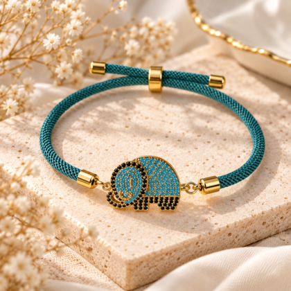 Handmade Elephant Charm Bracelet – Blue Cord Jewelry