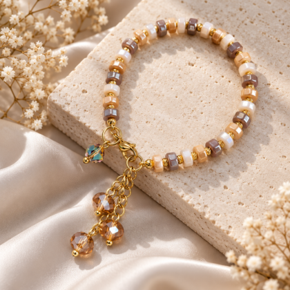 Crystal Beaded Bracelet – Adjustable 22 cm Handmade Jewelry