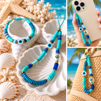 Handmade Turquoise FIMO Bag & Phone Charm