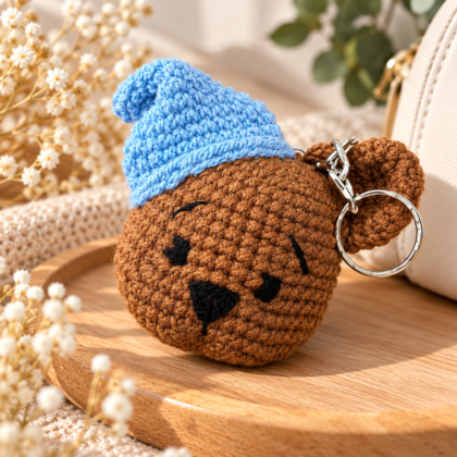Handmade Crochet Bear Keychain – Cute Teddy Bear Bag Charm